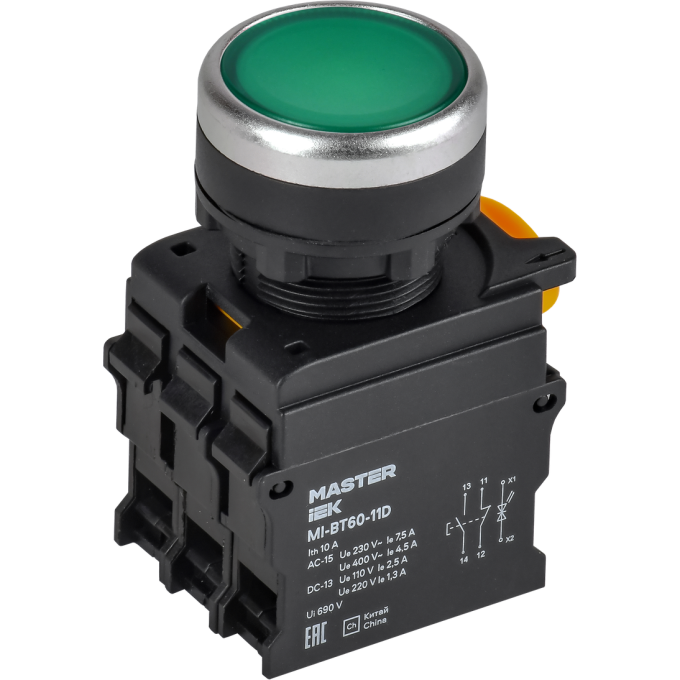 Кнопка с подсветкой IEK MASTER MI-BT60-11D-3-112-K06